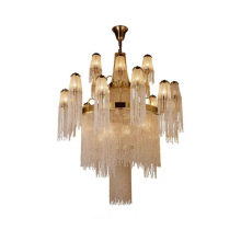 Lighting Luxury Pendant Light Metal Living Room Lamp Golden Crystal Chandelier